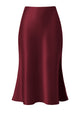 Satin Side Split Midi Skirt