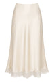 Lace Trim Satin Midi Skirt