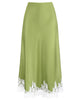 High Waist Satin Lace Midi Skirt