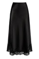 High Waist Satin Lace Midi Skirt