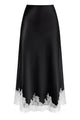 High Waist Satin Lace Midi Skirt