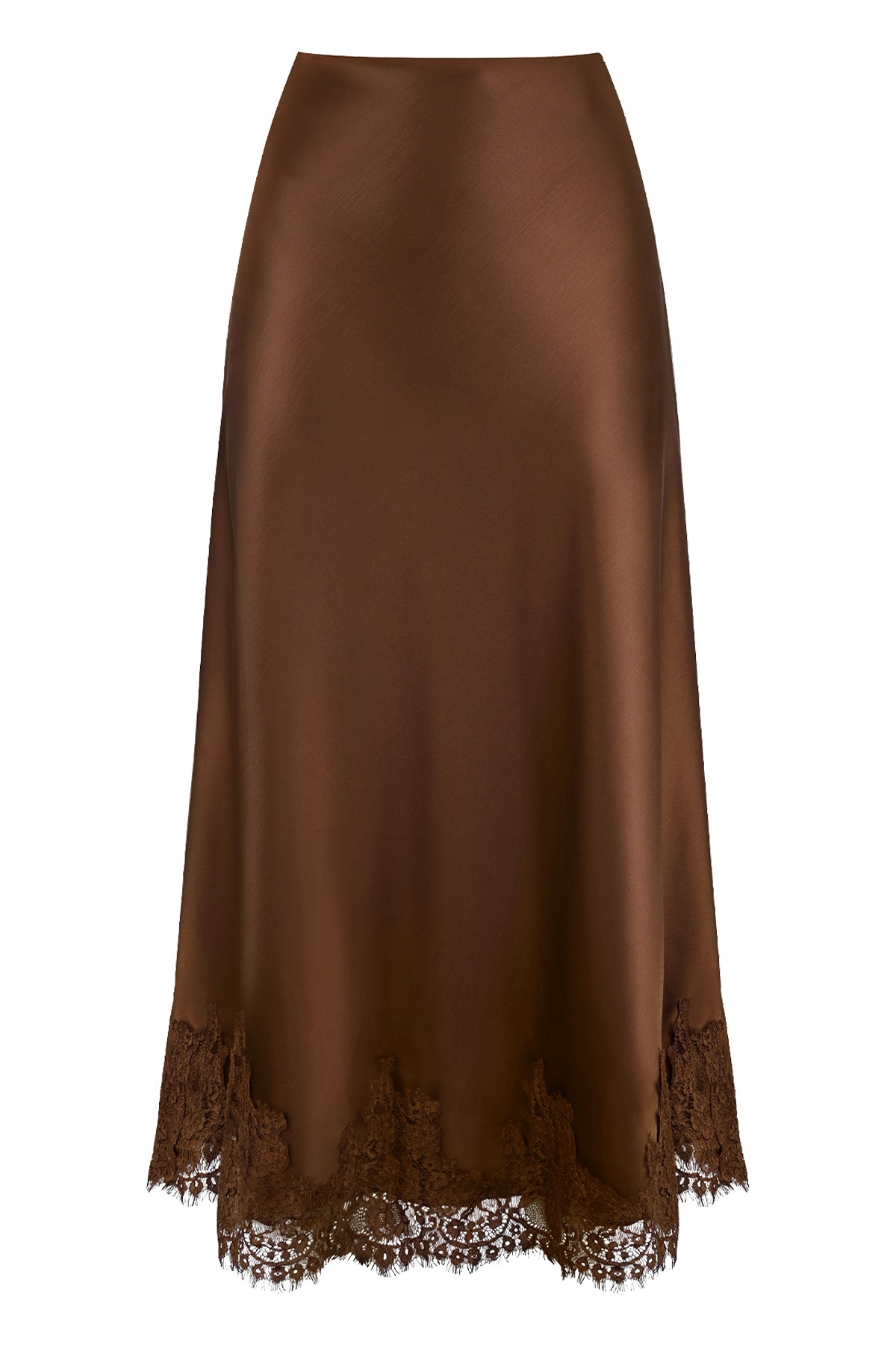 High Waist Satin Lace Midi Skirt