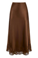 High Waist Satin Lace Midi Skirt