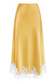 High Waist Satin Lace Midi Skirt