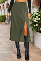 Satin Side Split Midi Skirt