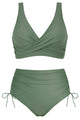 Crossover Push-Up High-Waisted Ruched Bikini Set