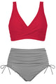 Crossover Push-Up High-Waisted Ruched Bikini Set
