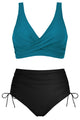 Crossover Push-Up High-Waisted Ruched Bikini Set