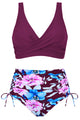 Crossover Push-Up High-Waisted Ruched Bikini Set