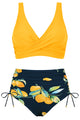 Crossover Push-Up High-Waisted Ruched Bikini Set