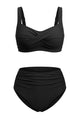Twist-Front Convertible High-Waisted Ruched Bikini Set