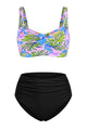 Twist-Front Convertible High-Waisted Ruched Bikini Set