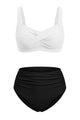 Twist-Front Convertible High-Waisted Ruched Bikini Set