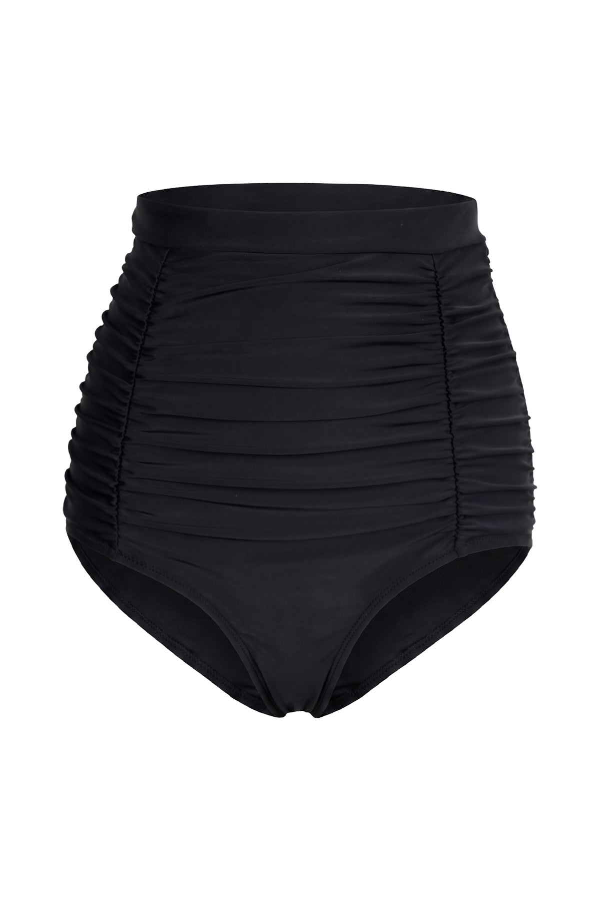 Retro High-Waisted Ruched Tummy Control Swim Bottom