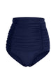 Retro High-Waisted Ruched Tummy Control Swim Bottom
