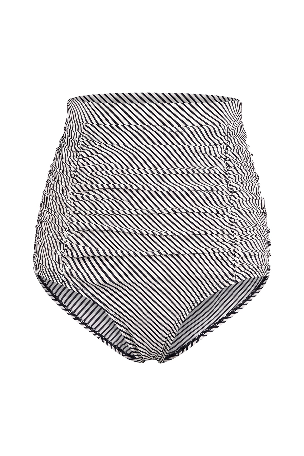 Retro High-Waisted Ruched Tummy Control Swim Bottom