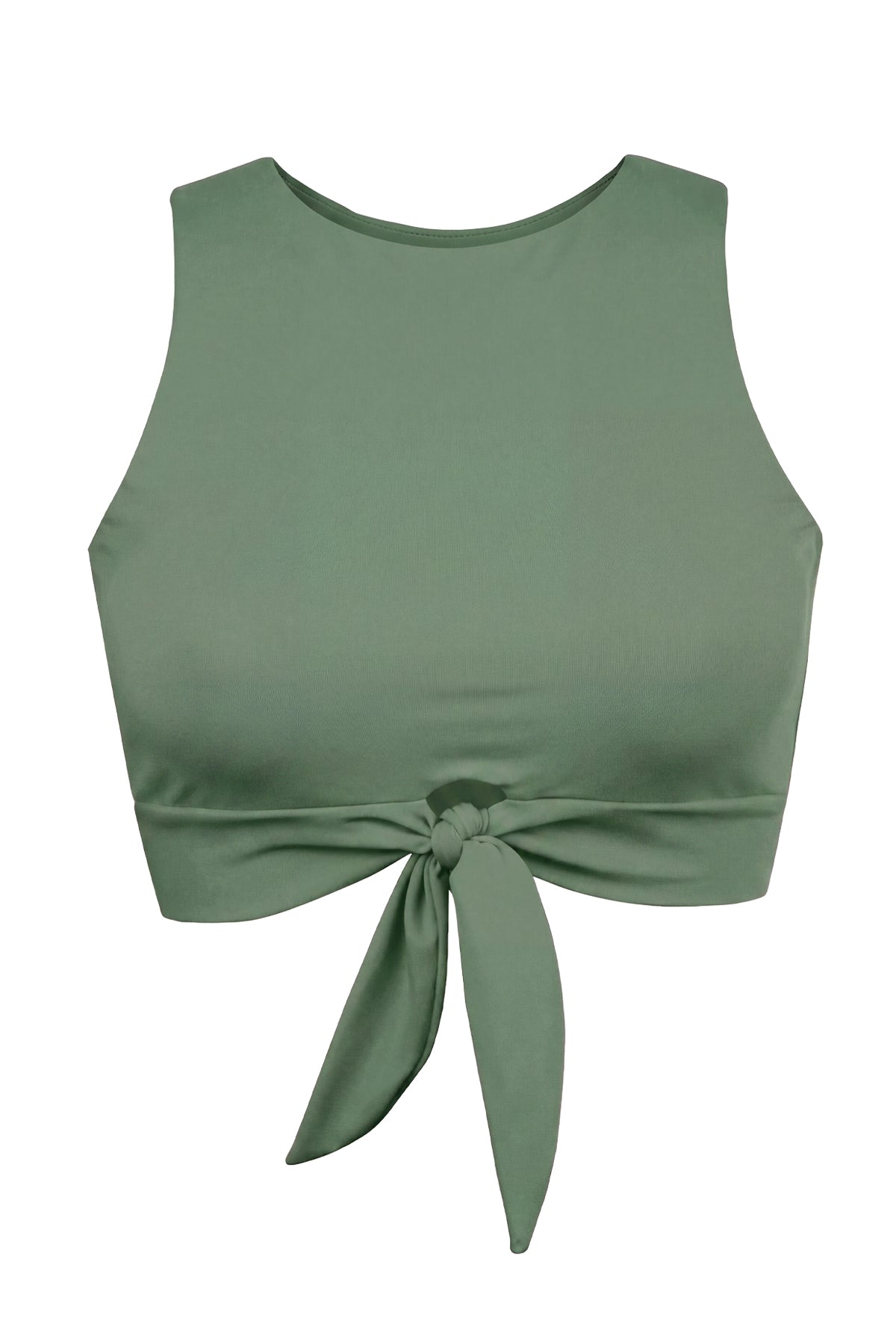 High-Neck Front-Tie Keyhole Crop Tank Bikini Top