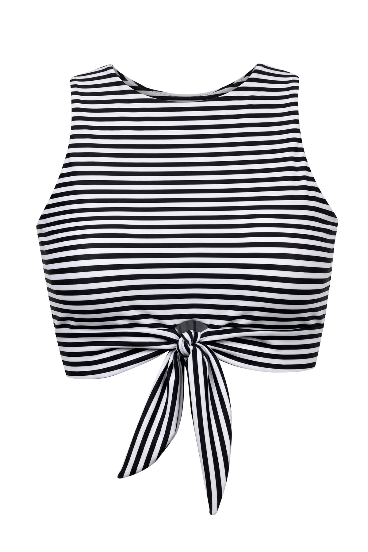 High-Neck Front-Tie Keyhole Crop Tank Bikini Top