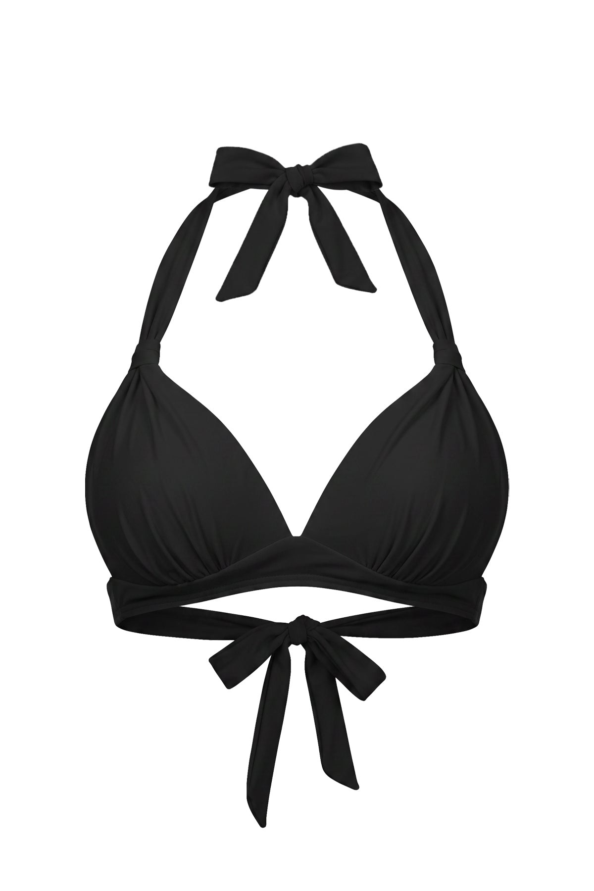 Retro Halter Plunge Self-Tie Triangle Bikini Top