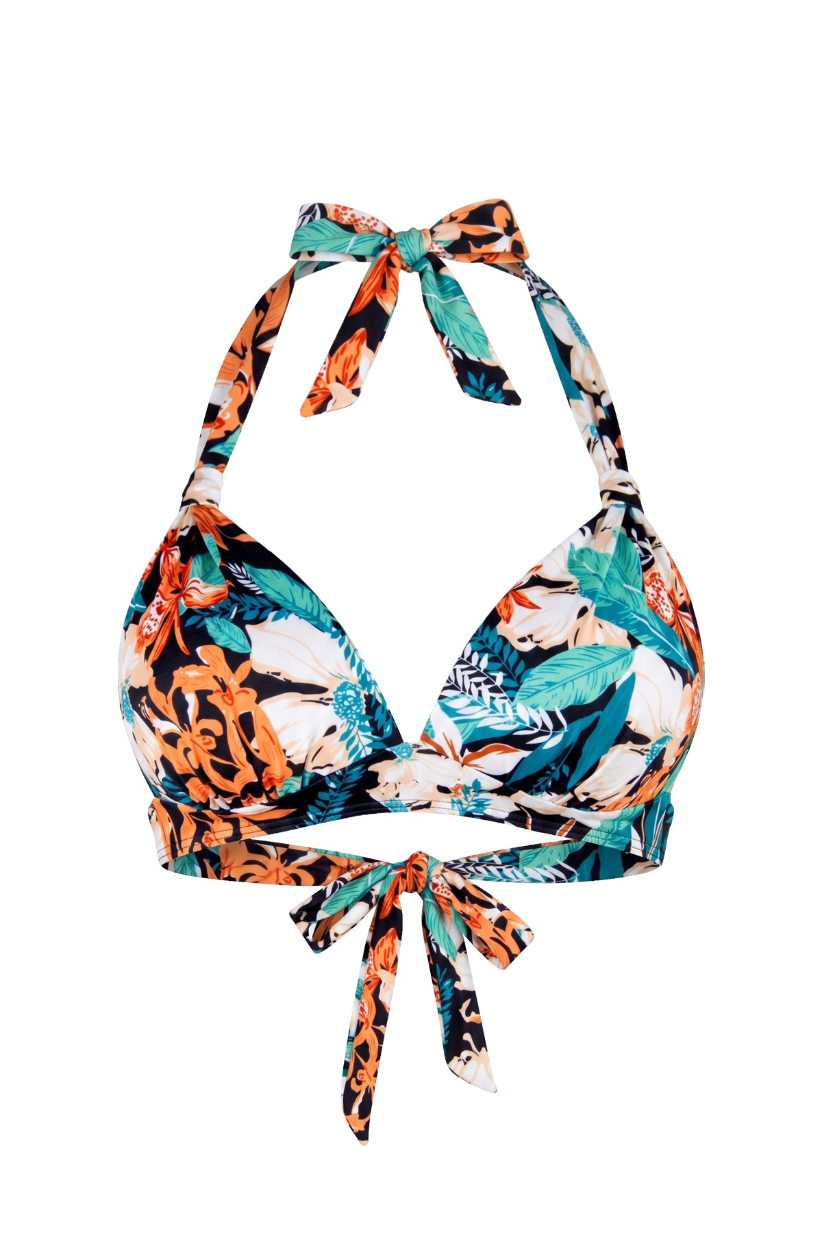 Retro Halter Plunge Self-Tie Triangle Bikini Top