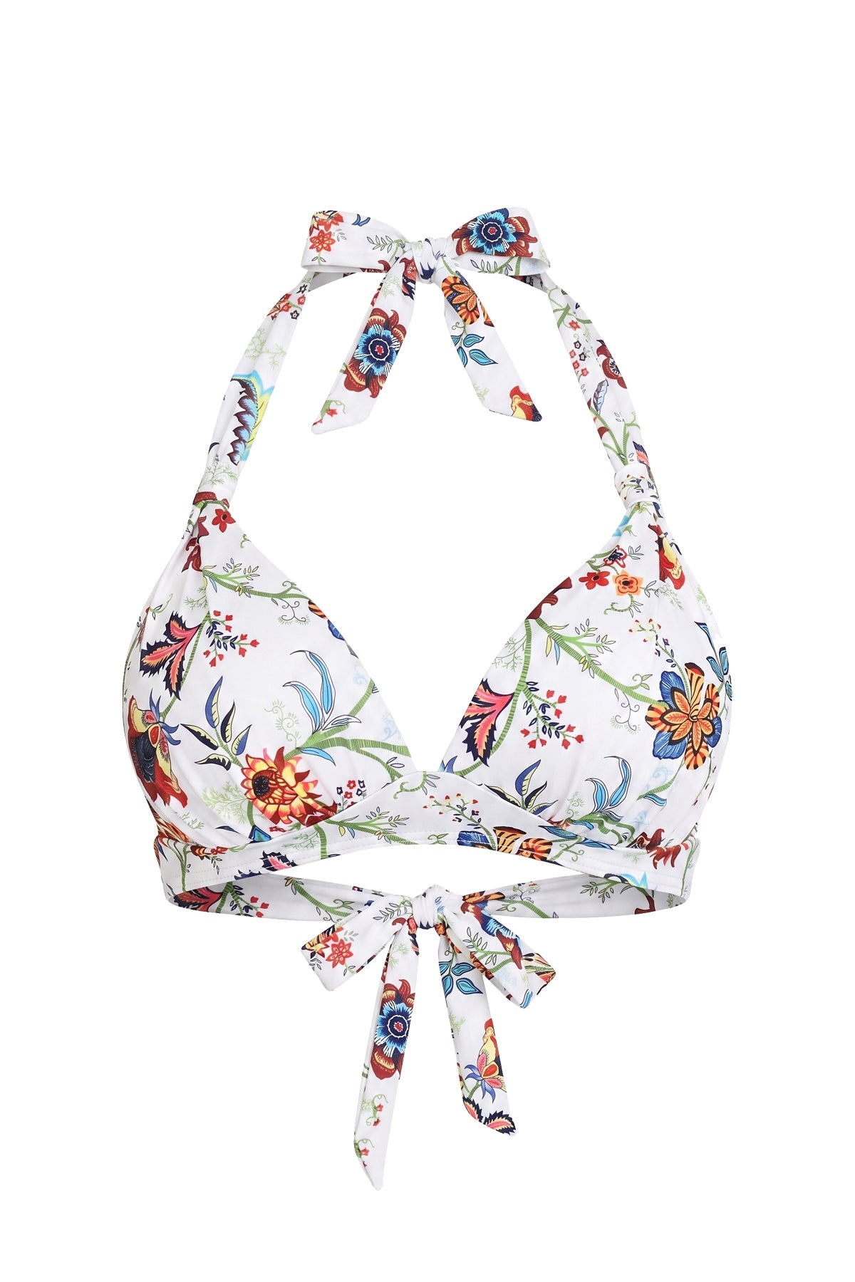 Retro Halter Plunge Self-Tie Triangle Bikini Top