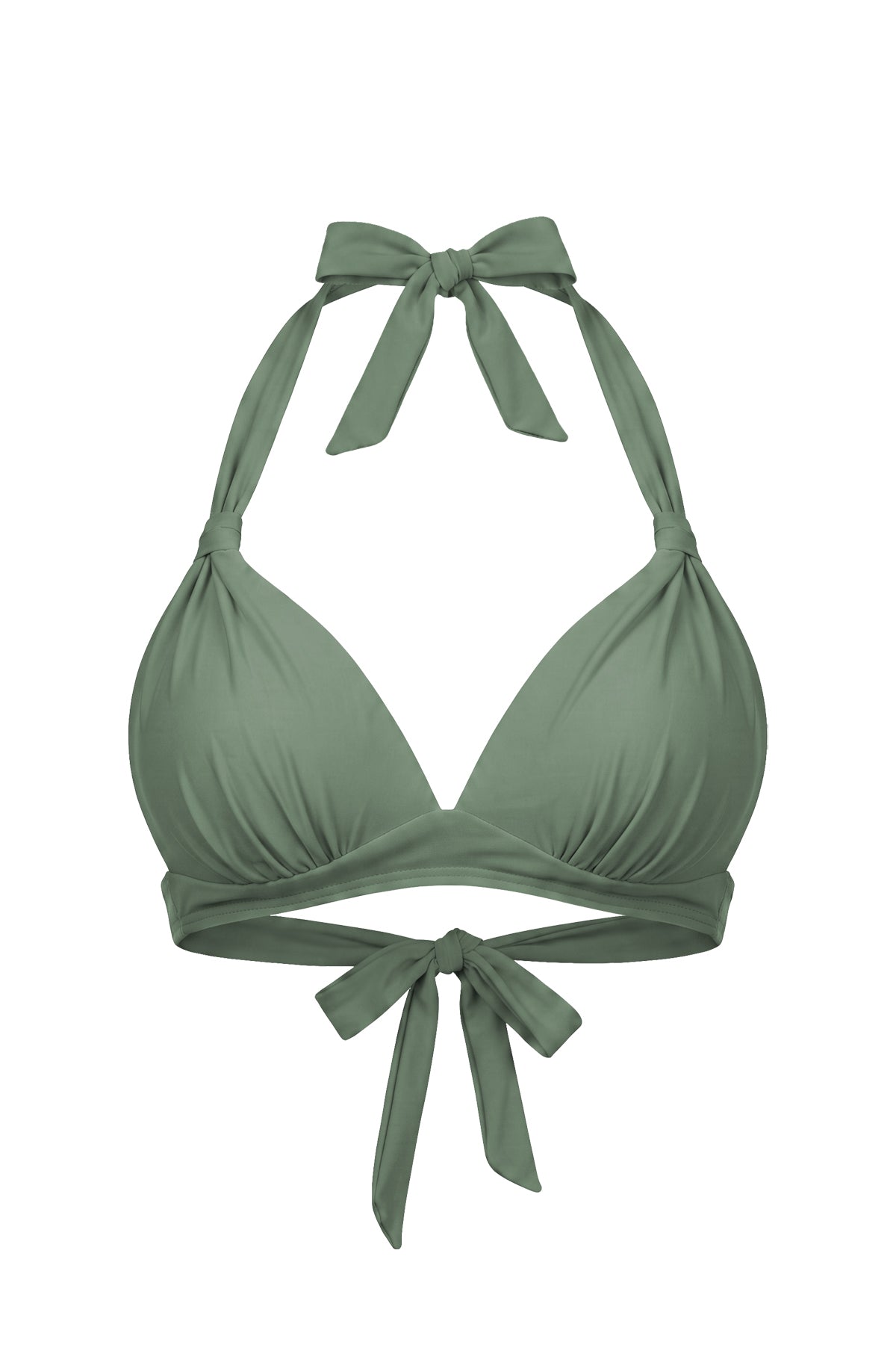 Retro Halter Plunge Self-Tie Triangle Bikini Top