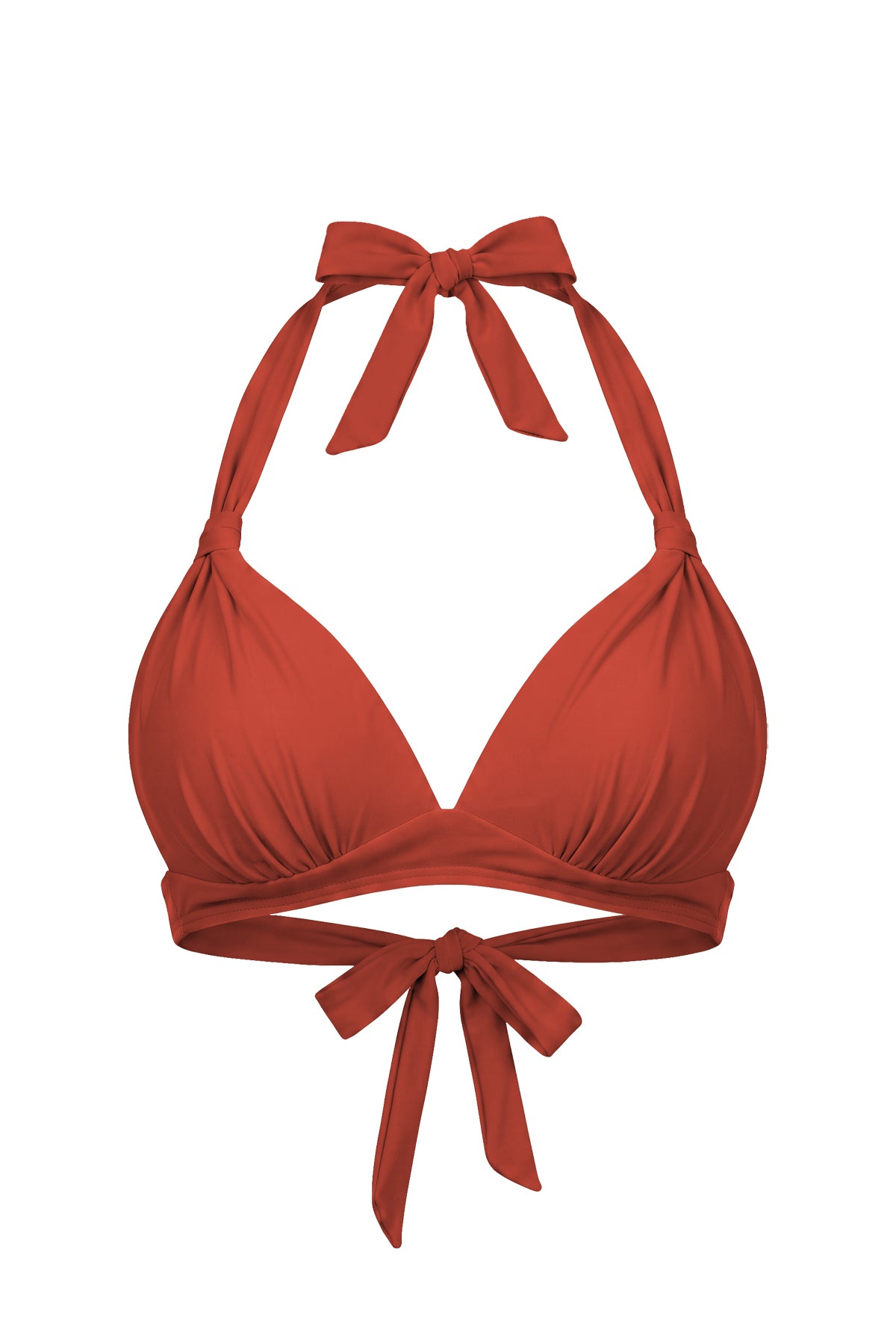 Retro Halter Plunge Self-Tie Triangle Bikini Top