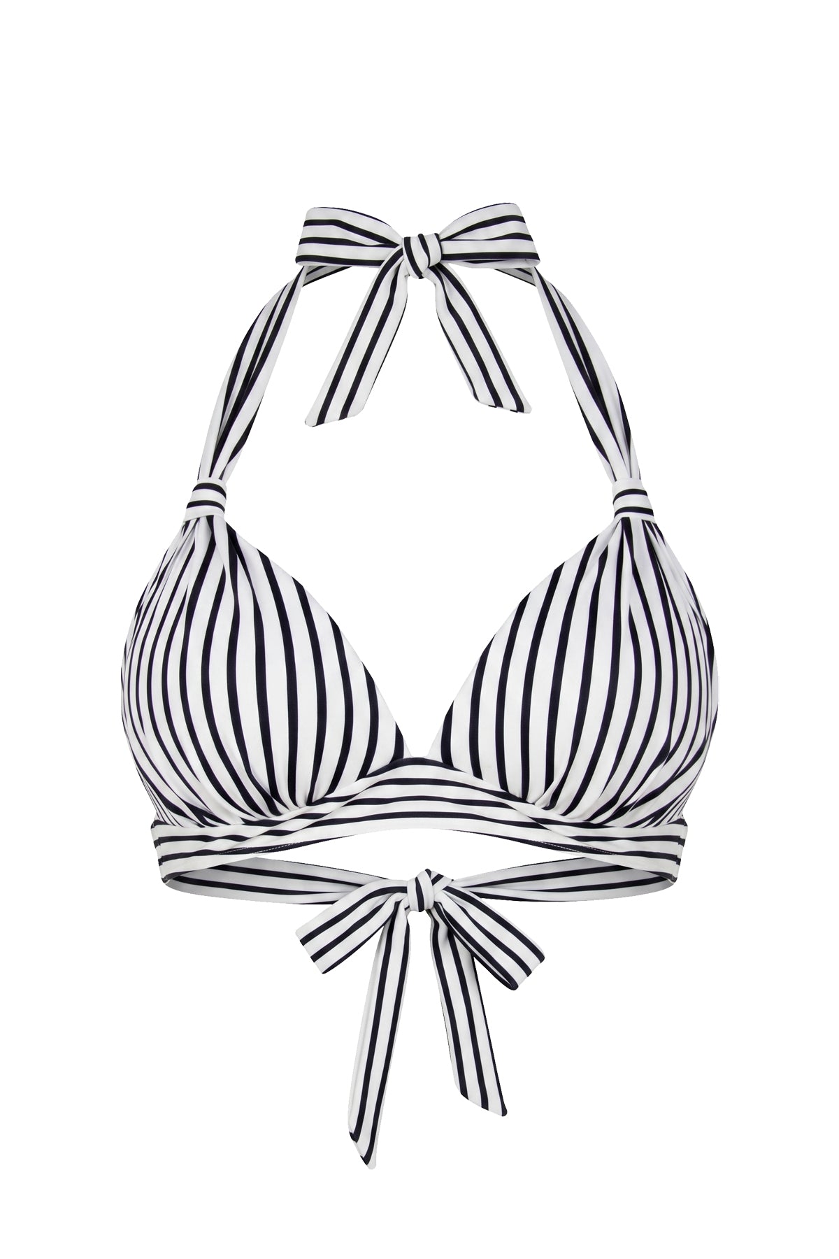 Retro Halter Plunge Self-Tie Triangle Bikini Top