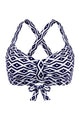 Crisscross Back Ruched Front-Tie Bikini Top