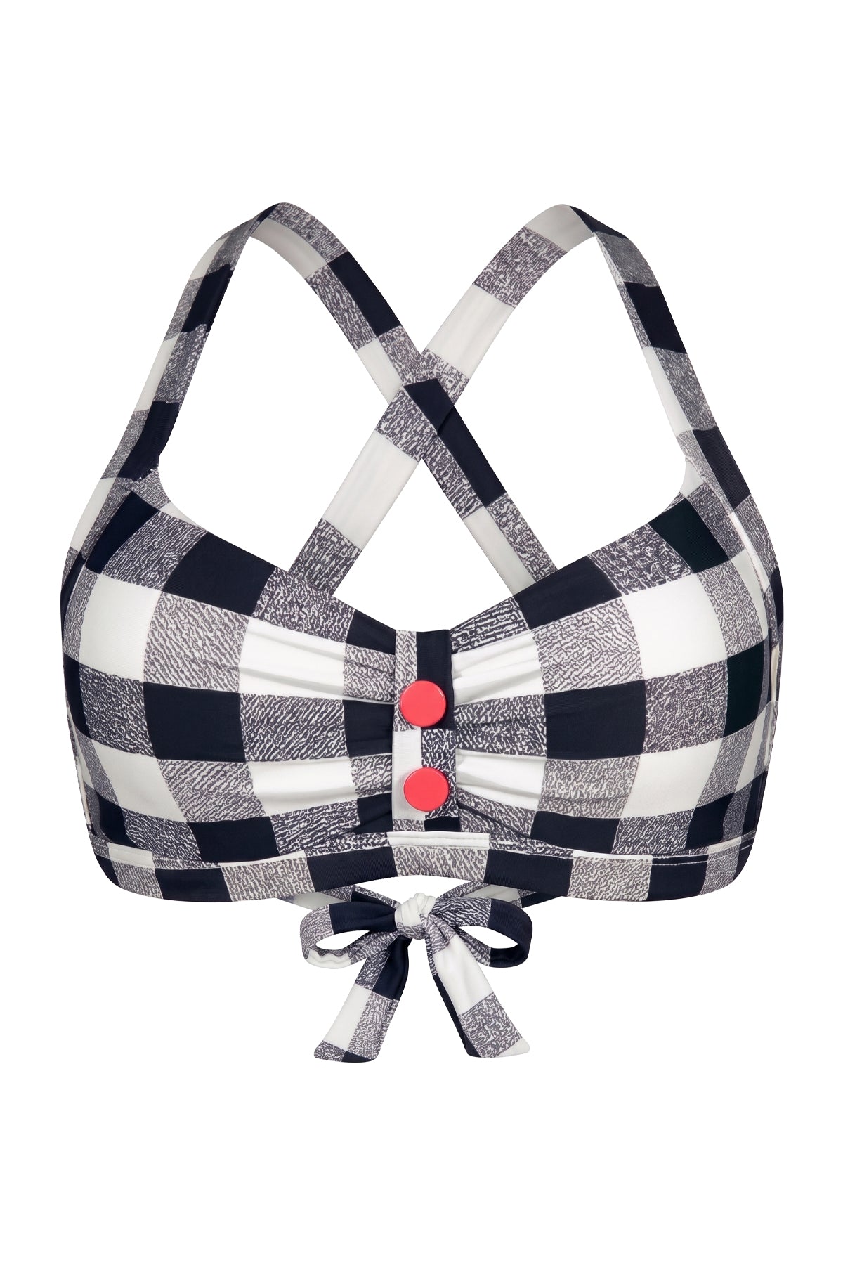 Crisscross Back Ruched Front-Tie Bikini Top