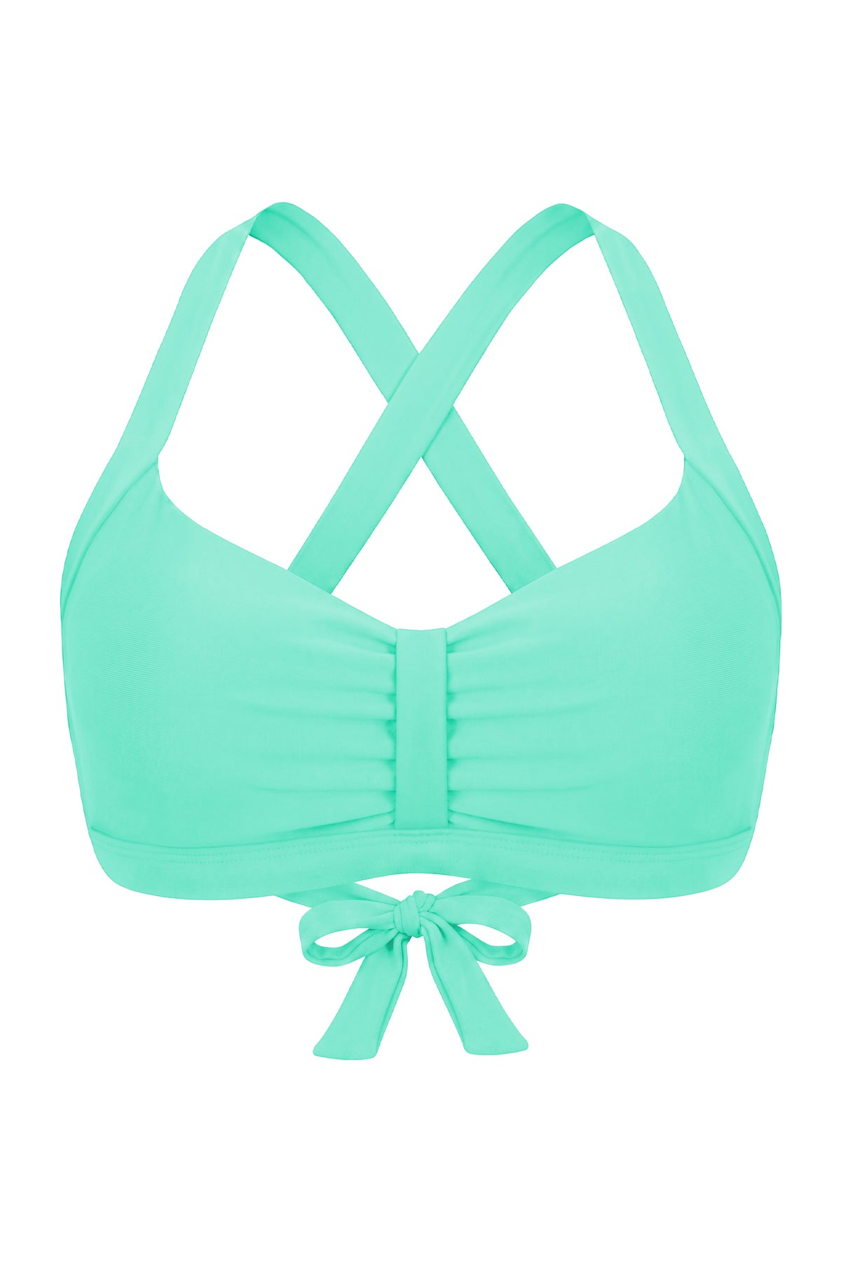 Crisscross Back Ruched Front-Tie Bikini Top
