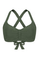 Crisscross Back Ruched Front-Tie Bikini Top