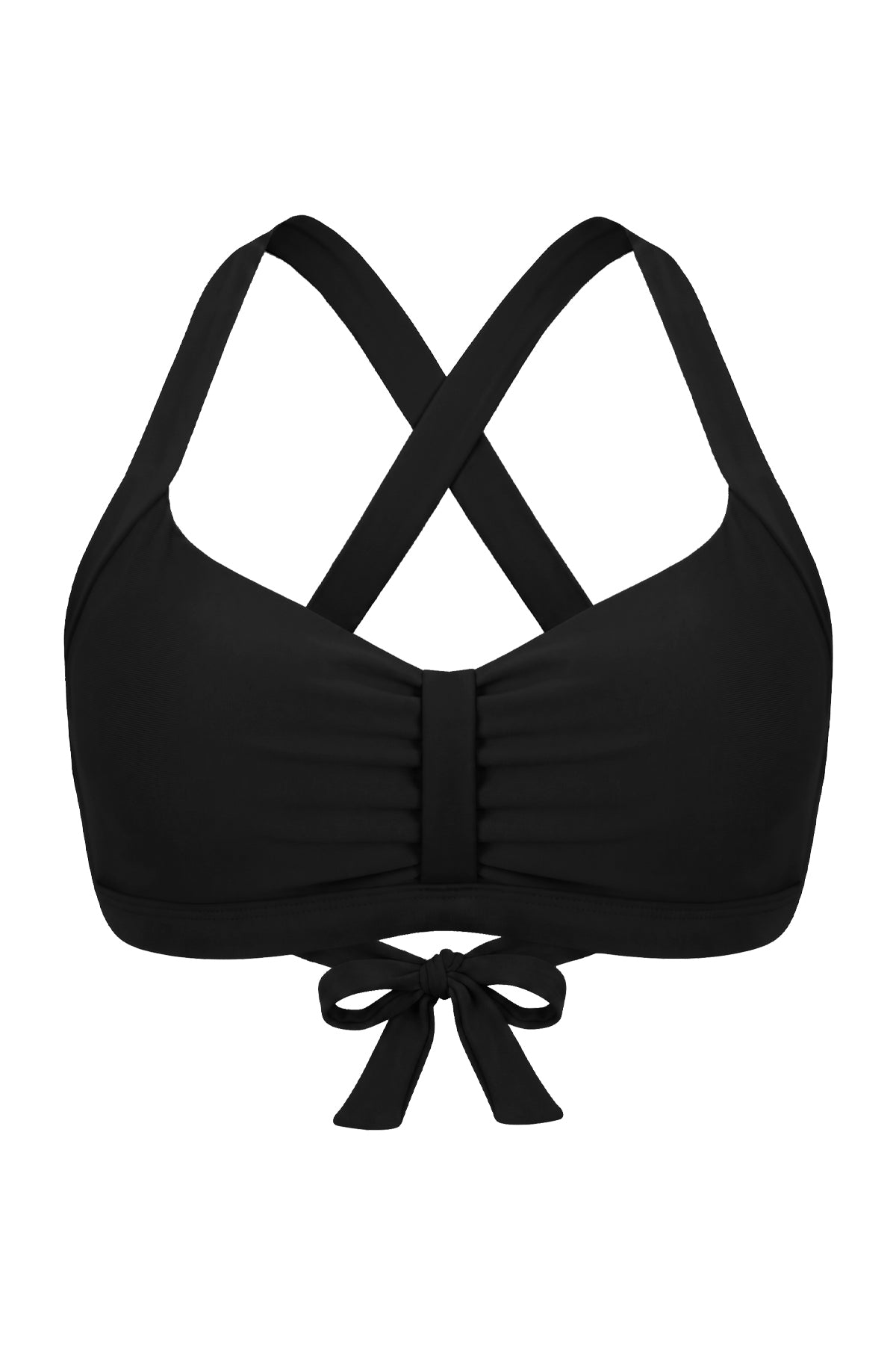 Crisscross Back Ruched Front-Tie Bikini Top