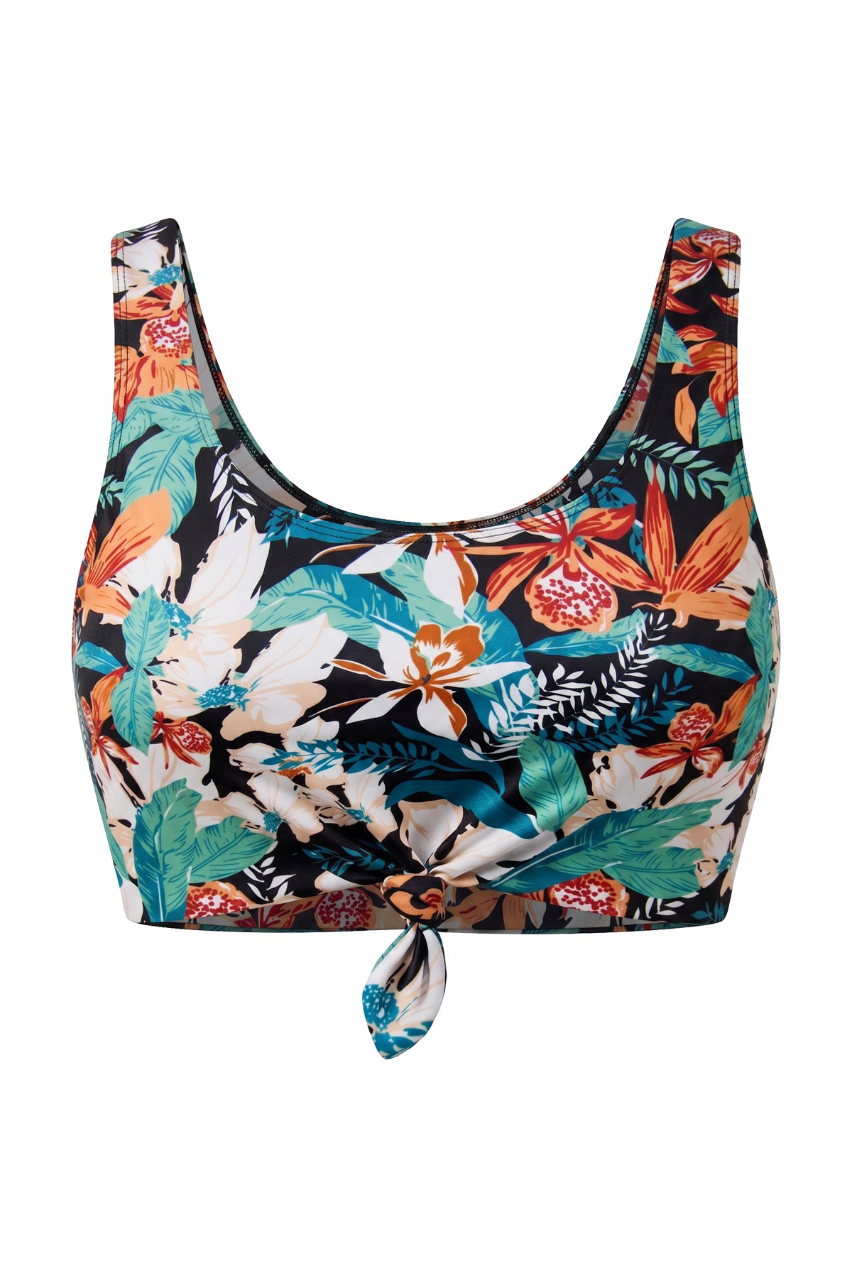 Front-Knot Scoop Neck Tank Bikini Top