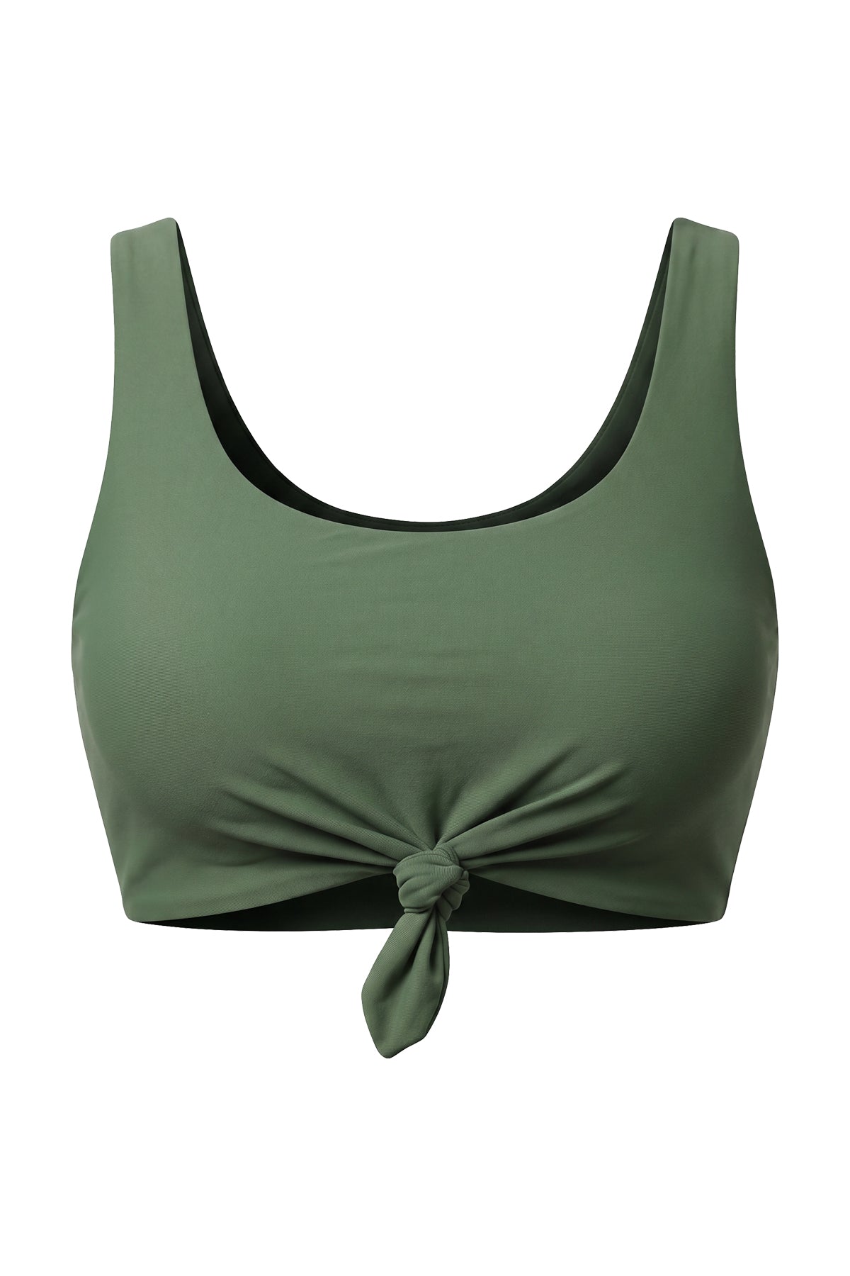 Front-Knot Scoop Neck Tank Bikini Top