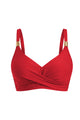 Crossover Twist-Front Bikini Top with Gold Hardware
