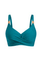 Crossover Twist-Front Bikini Top with Gold Hardware