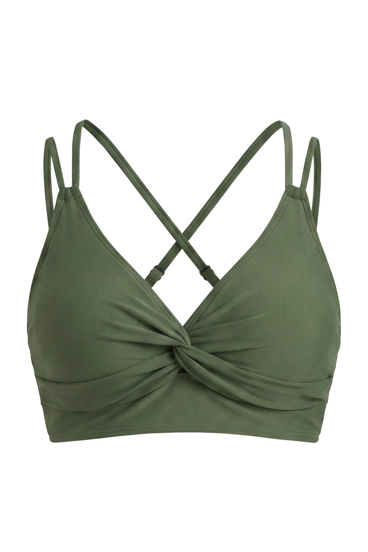 Twist-Front Double-Strap Crisscross Bikini Top