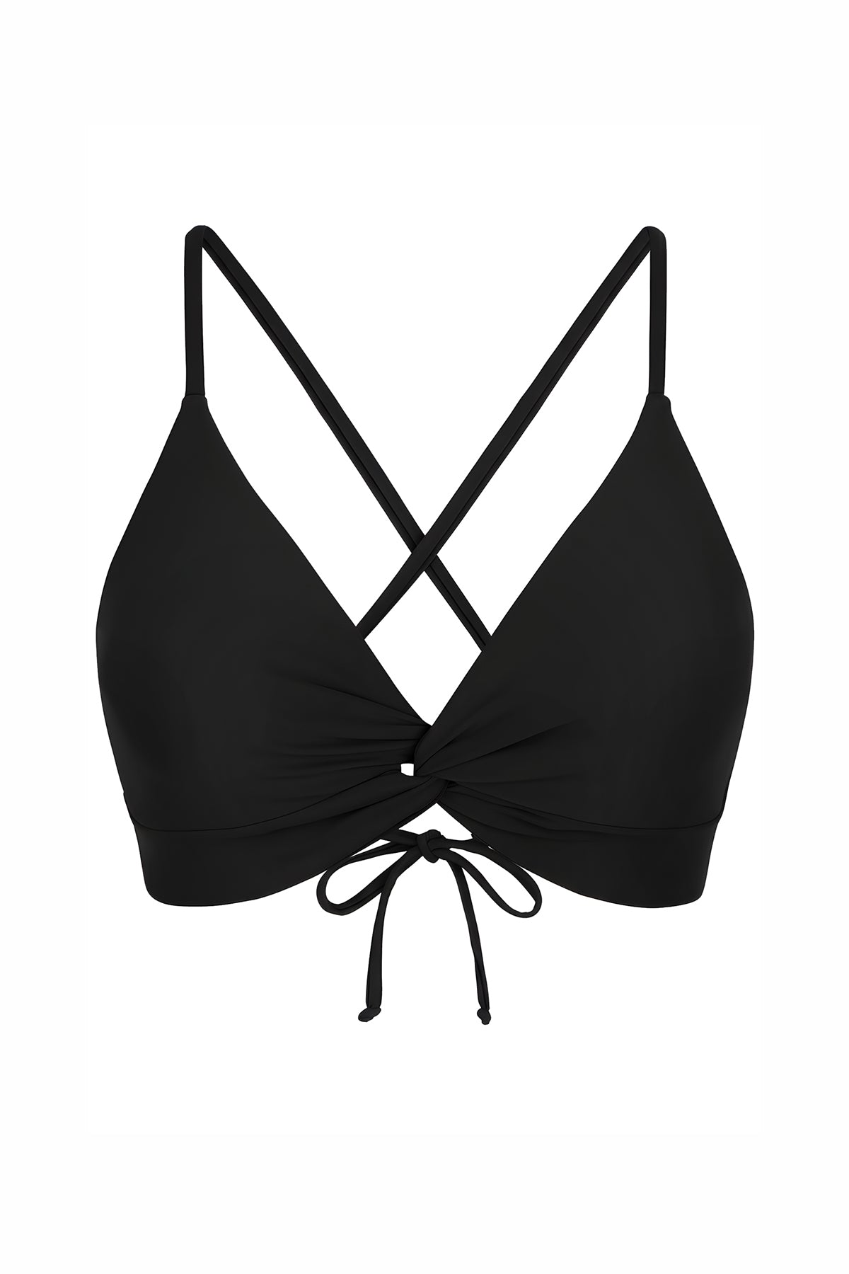 Twist-Front V-Neck Crisscross Bikini Top with Side Boning