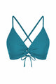 Twist-Front V-Neck Crisscross Bikini Top with Side Boning