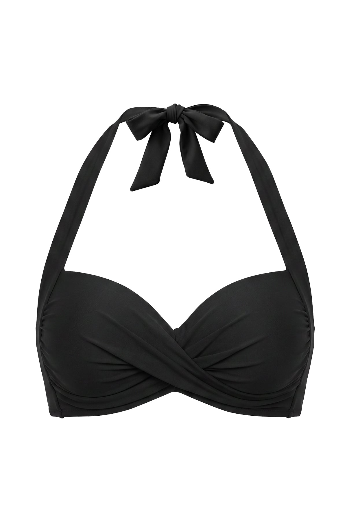Retro Twist-Front Halter Bikini Top with Side Boning