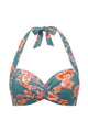 Retro Twist-Front Halter Bikini Top with Side Boning
