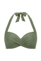 Retro Twist-Front Halter Bikini Top with Side Boning