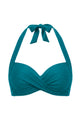 Retro Twist-Front Halter Bikini Top with Side Boning