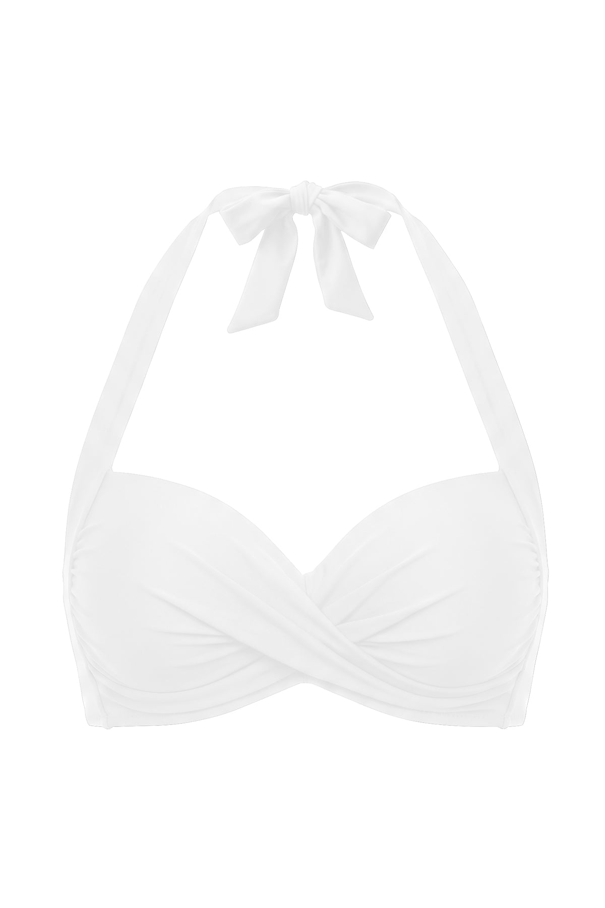 Retro Twist-Front Halter Bikini Top with Side Boning