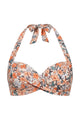 Retro Twist-Front Halter Bikini Top with Side Boning