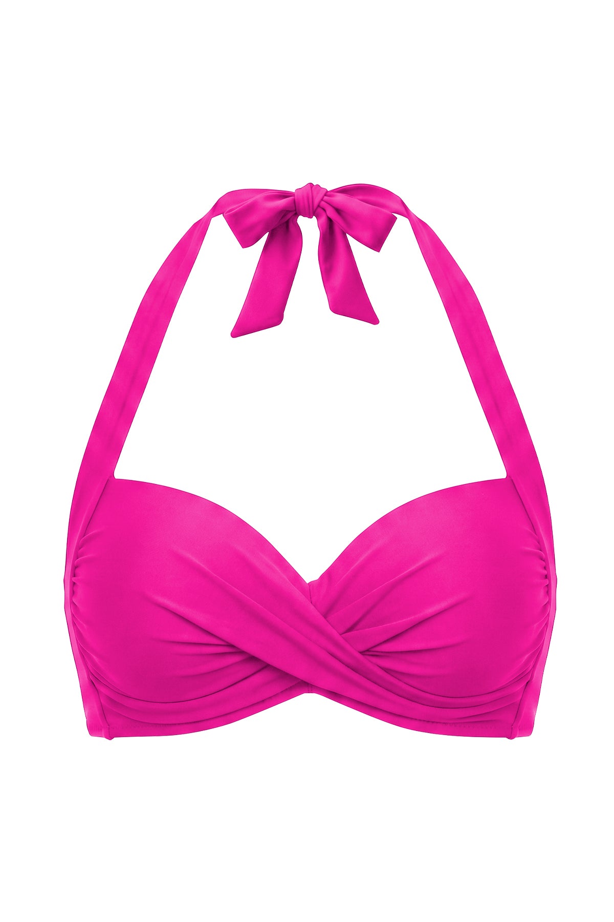 Retro Twist-Front Halter Bikini Top with Side Boning