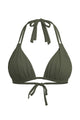 Ruched Double-Strap Triangle Halter Bikini Top