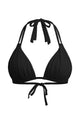 Ruched Double-Strap Triangle Halter Bikini Top