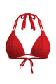 Ruched Double-Strap Triangle Halter Bikini Top